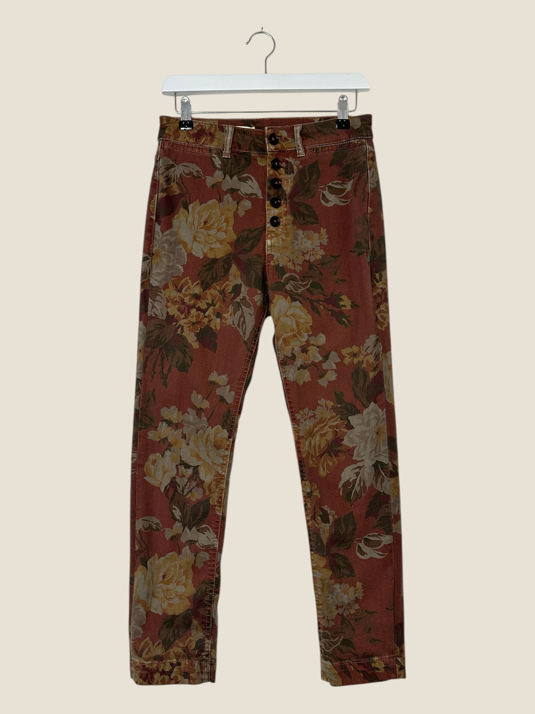 Pilcro & the Letterpress Burgundy Floral Skinny Jeans - Size 10