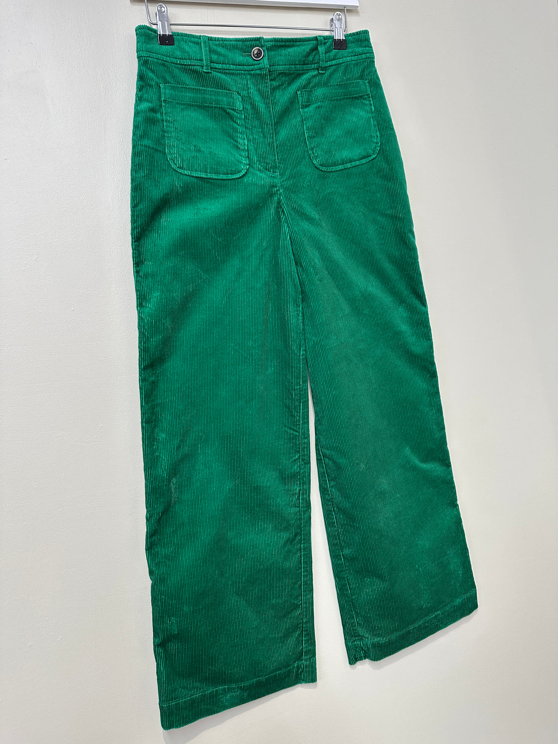 Boden Green Wide Leg Cord Trousers - Size 8