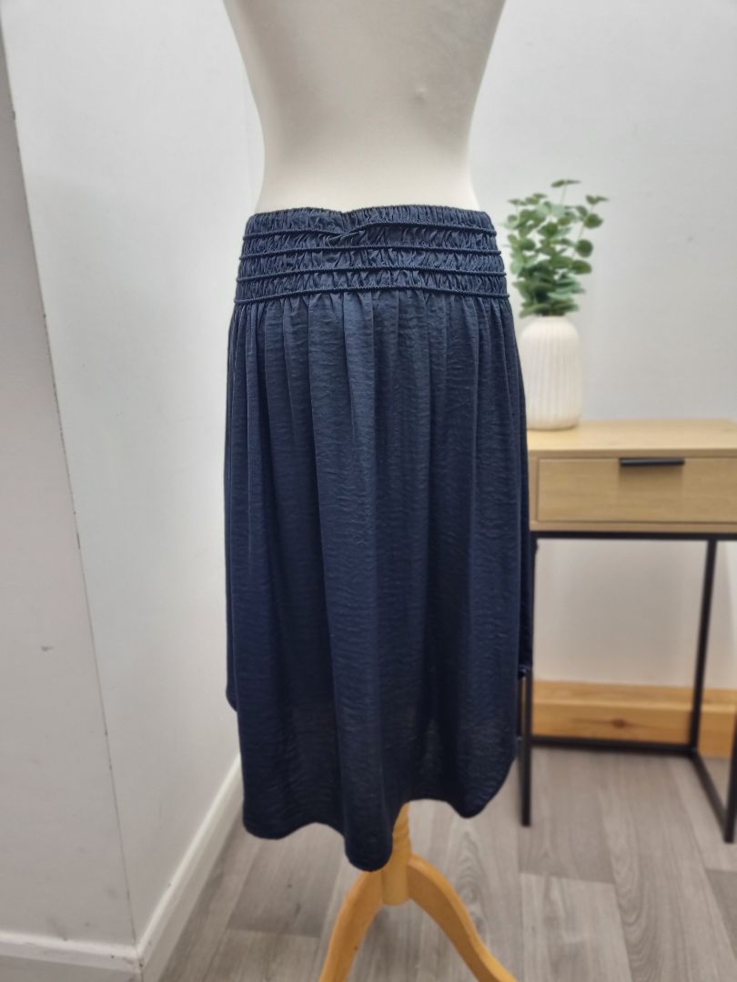 Hush Navy Blue Satin Skirt - Size 8