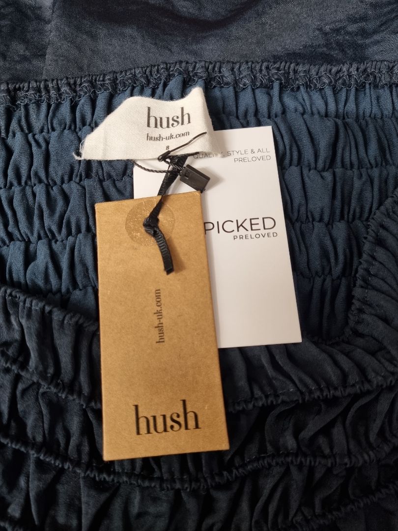 Hush Navy Blue Satin Skirt - Size 8