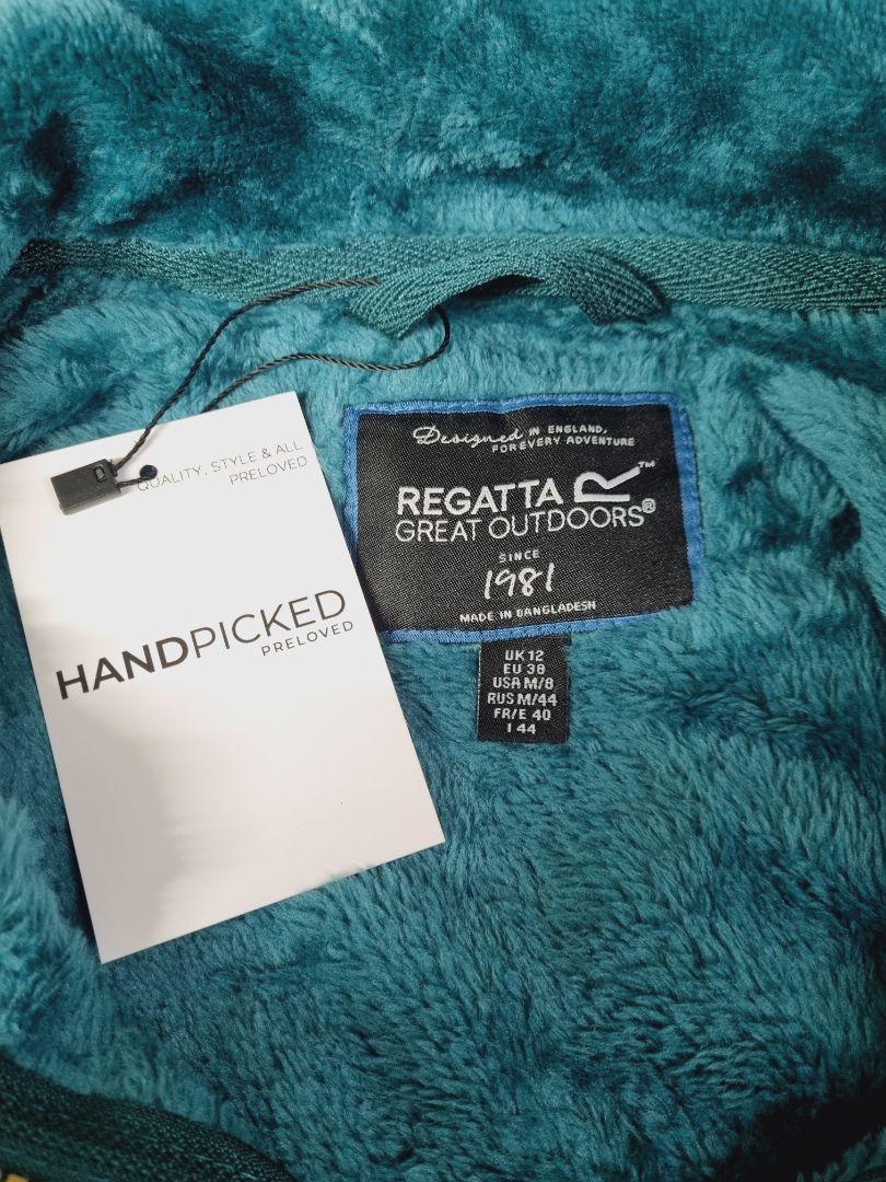 Regatta Teal Fluffy Zip Front Fleece Jacket - Size 12