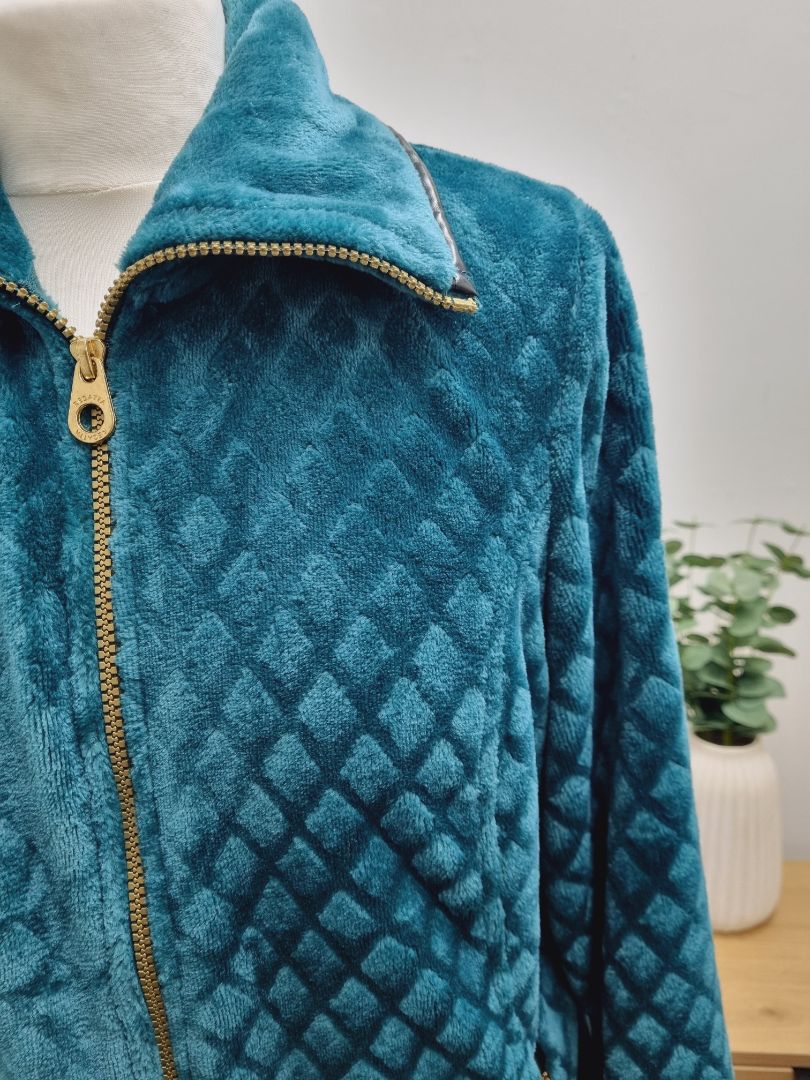 Regatta Teal Fluffy Zip Front Fleece Jacket - Size 12