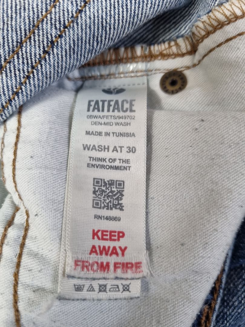 Fat Face Blue Straight Leg Jeans - Size 12L