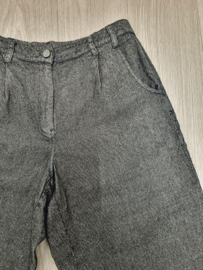 Poetry Grey Wool Linen Blend Trousers - Size 12