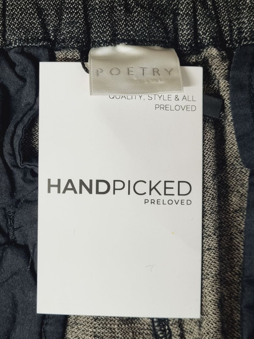 Poetry Grey Wool Linen Blend Trousers - Size 12
