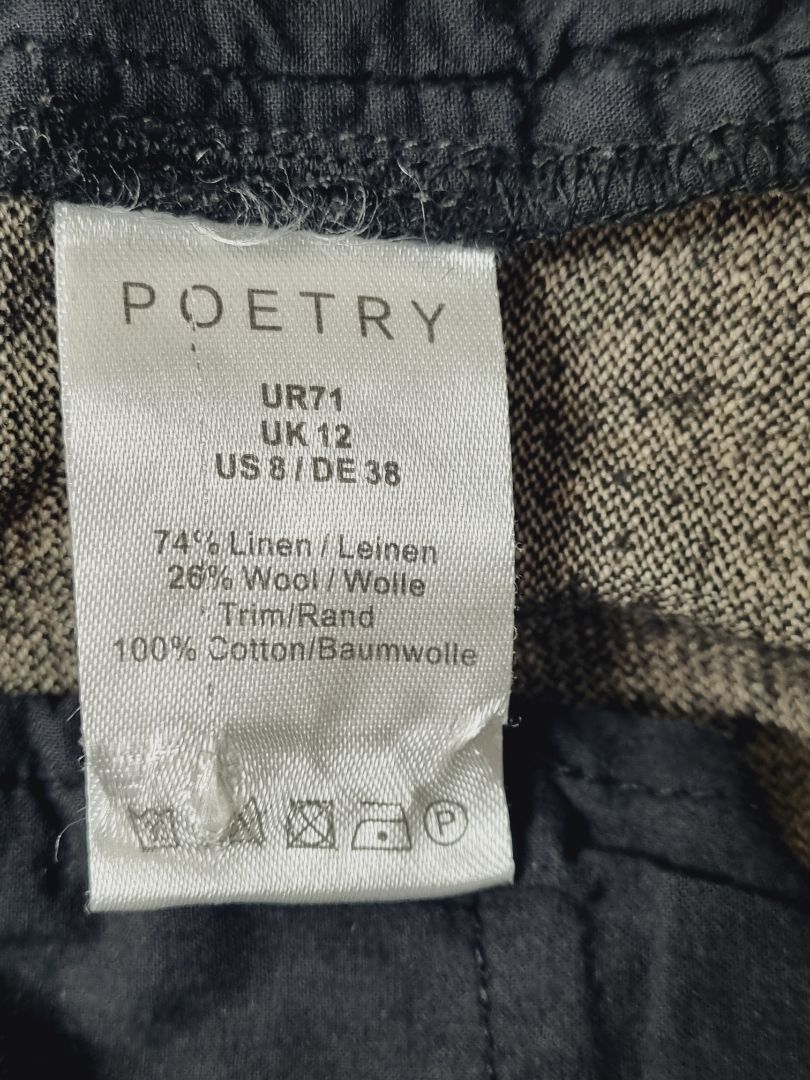 Poetry Grey Wool Linen Blend Trousers - Size 12