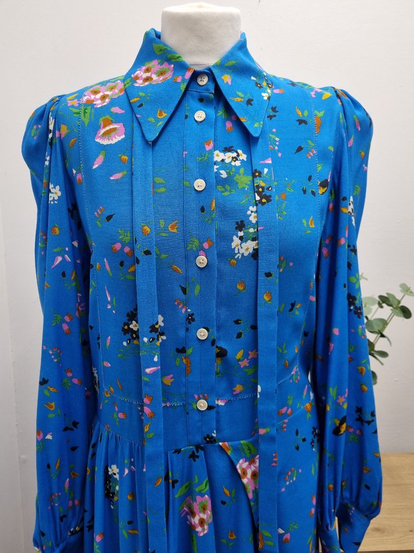 Zadig & Voltaire Blue Mix Ruselia Lima Midi Dress - Size M
