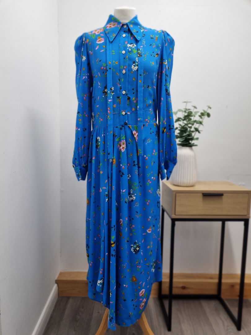 Zadig & Voltaire Blue Mix Ruselia Lima Midi Dress - Size M