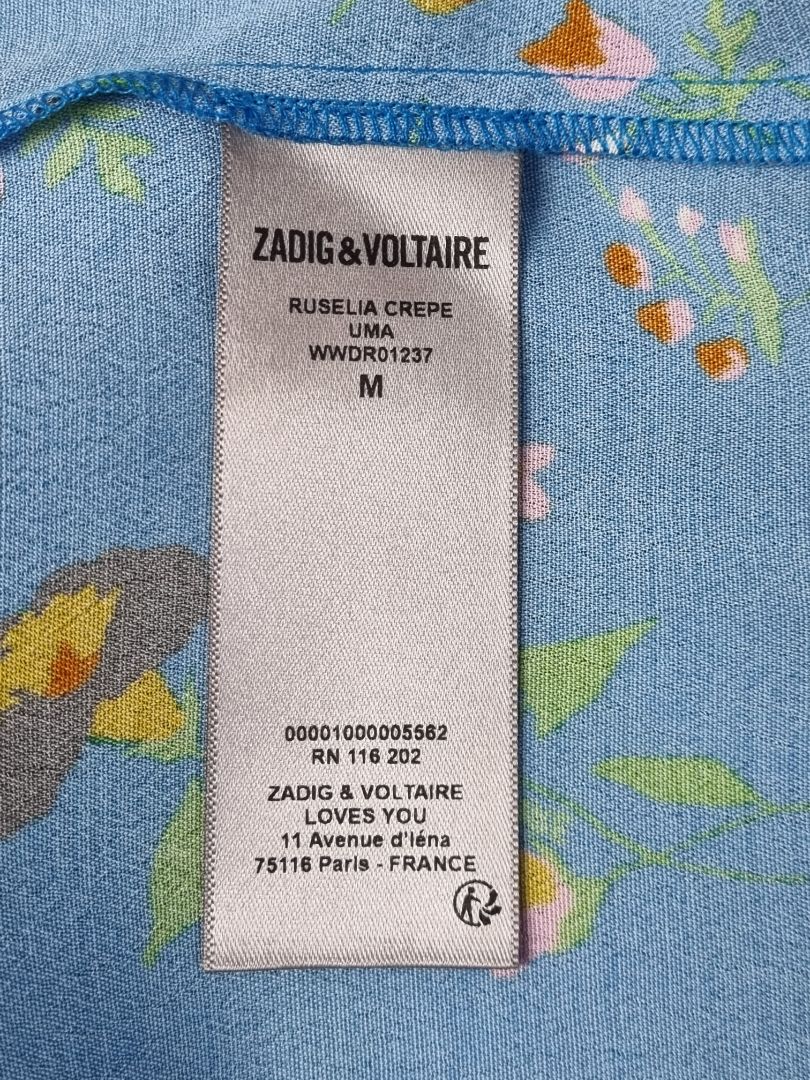 Zadig & Voltaire Blue Mix Ruselia Lima Midi Dress - Size M