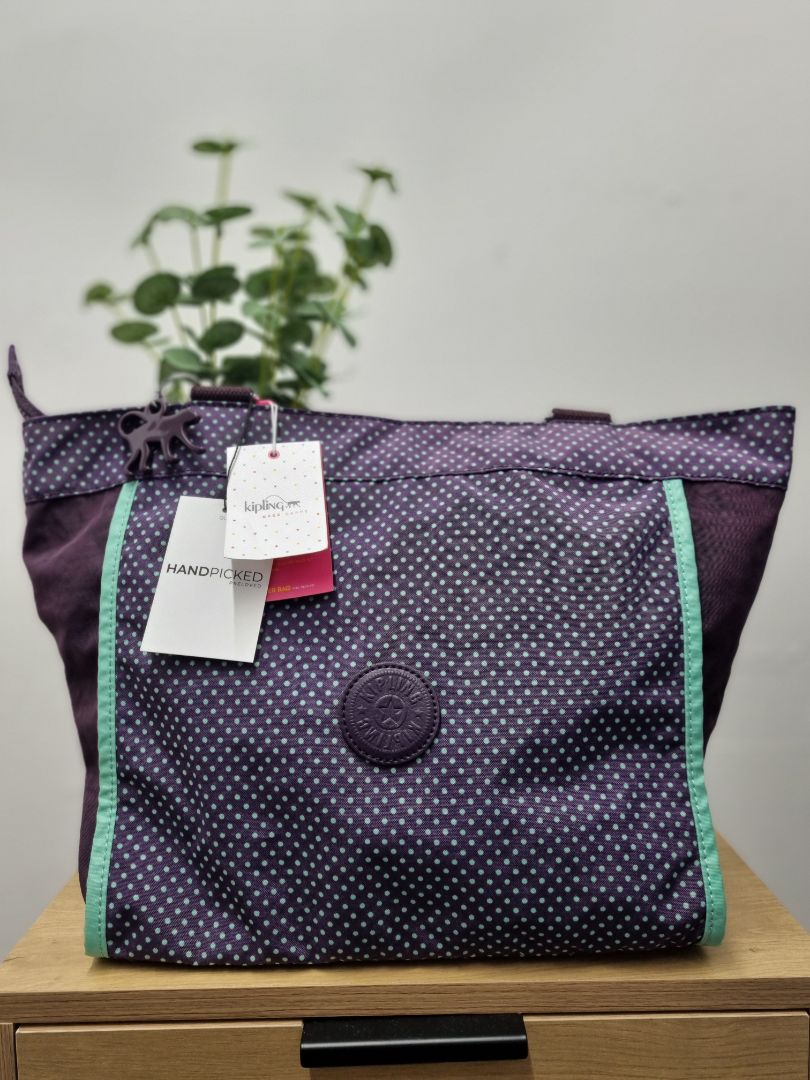 Kipling Purple Green Tote Bag