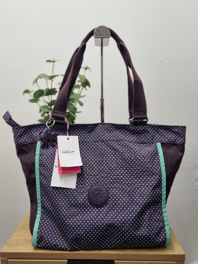 Kipling Purple Green Tote Bag