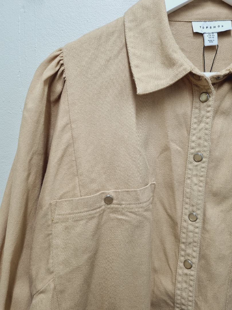 Topshop Beige Shacket - Size 14