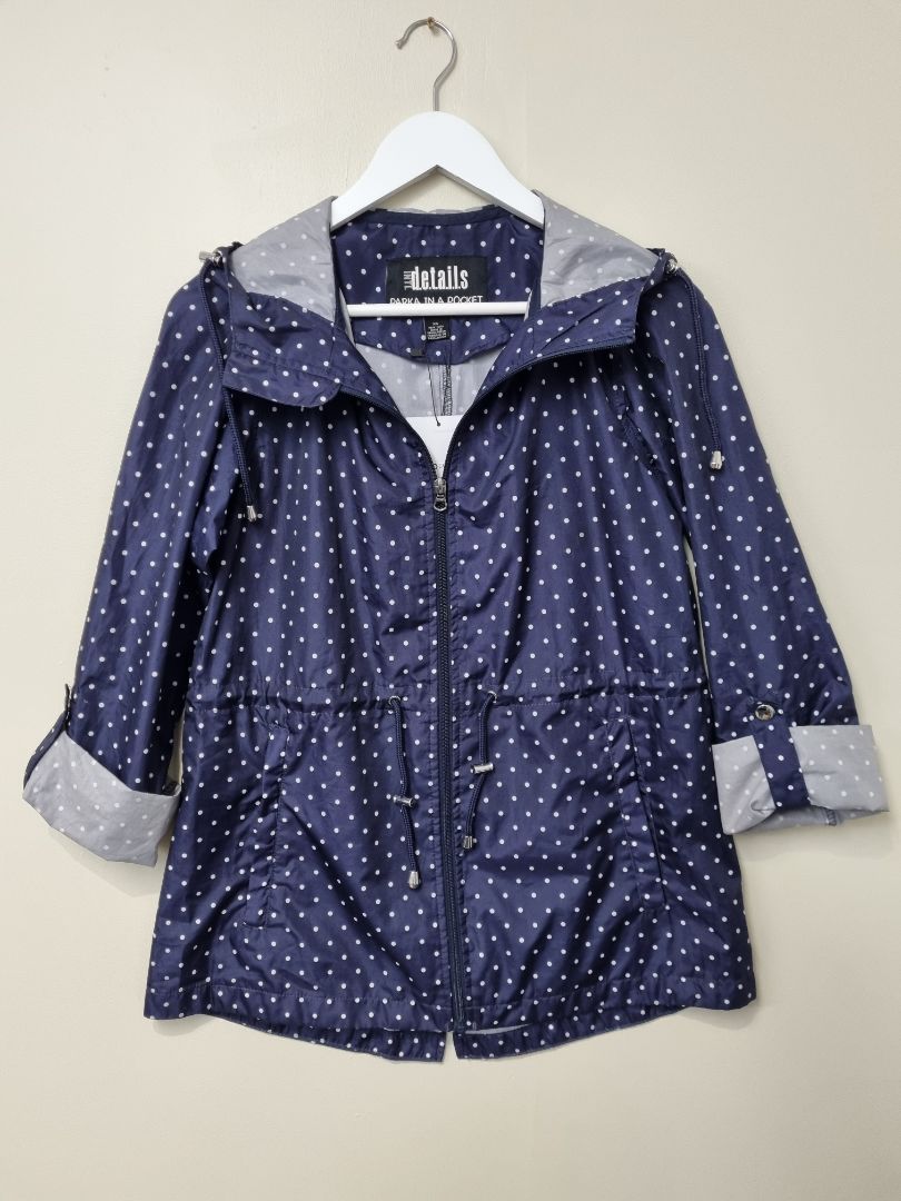 INTL D.e.t.a..i.l.s Navy White Parka In A Pocket - Size XS