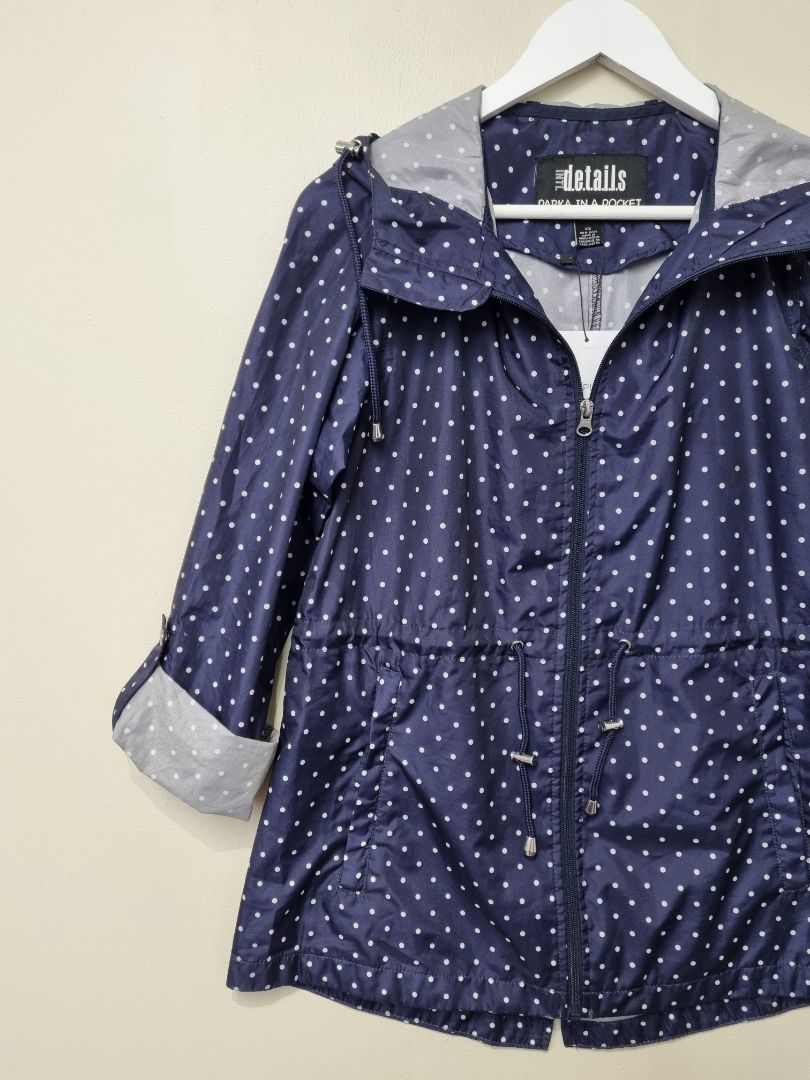 INTL D.e.t.a..i.l.s Navy White Parka In A Pocket - Size XS