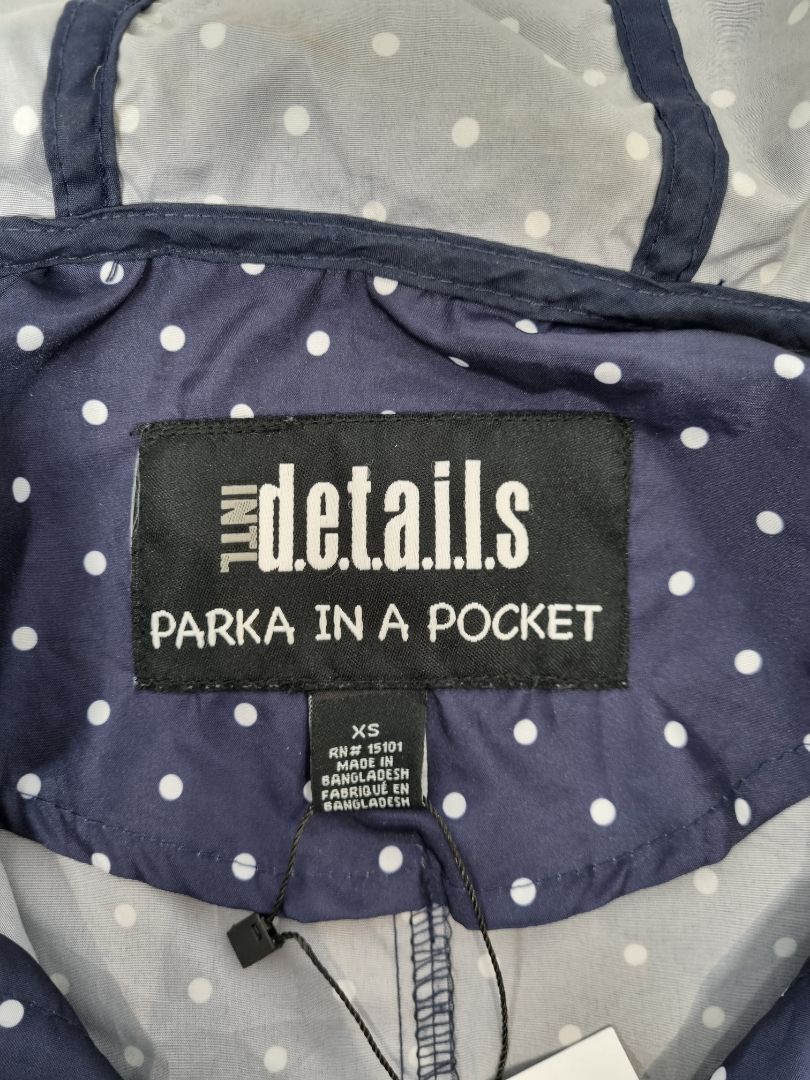 INTL D.e.t.a..i.l.s Navy White Parka In A Pocket - Size XS