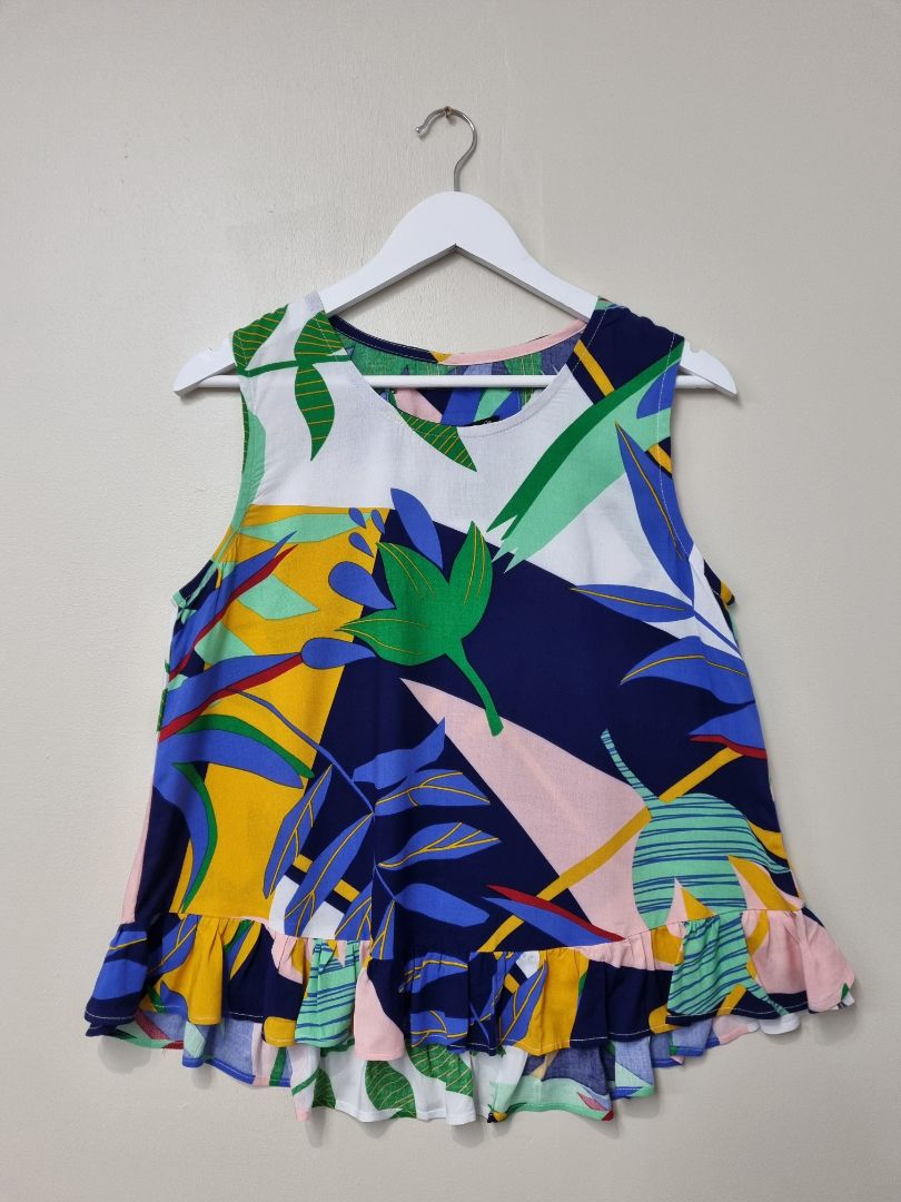 Tara Vao Blue Green Top - Size S