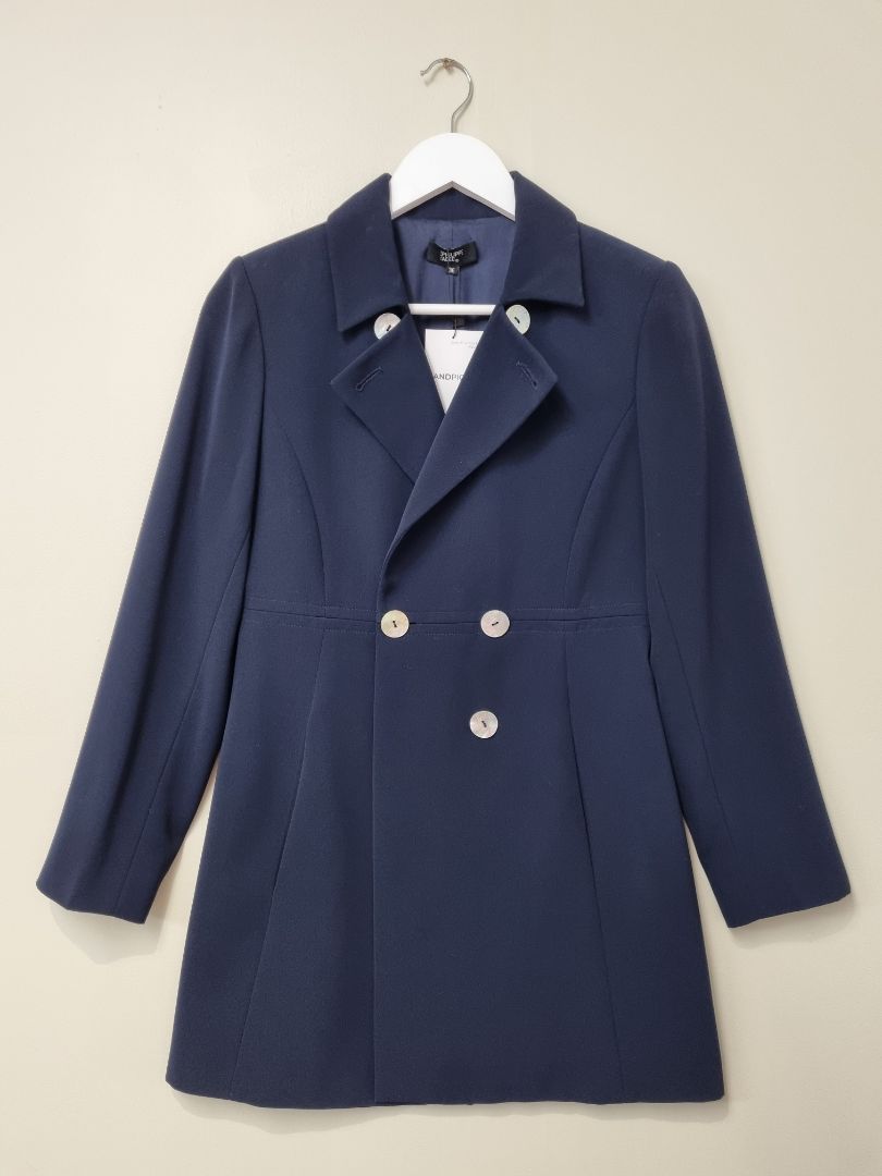 Philippe Adec Navy Longline Blazer - Size 8
