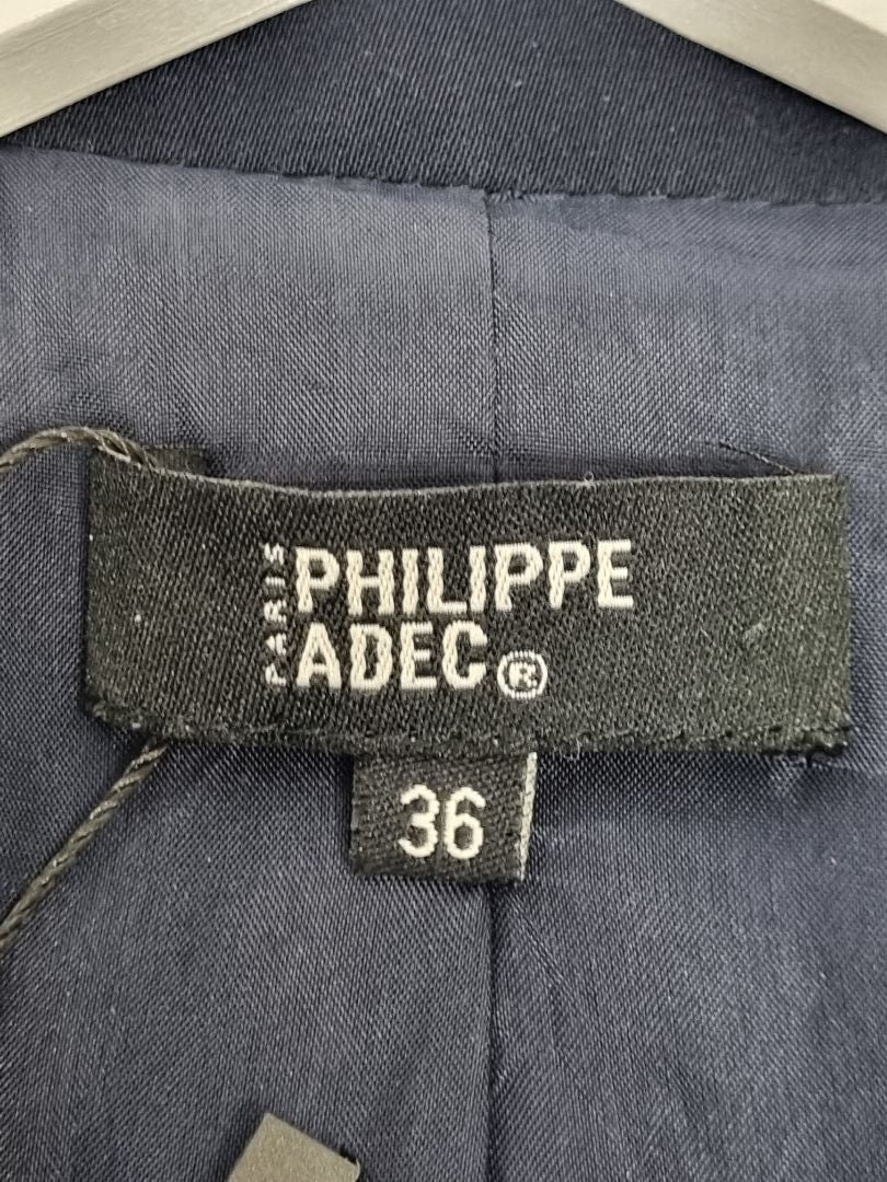 Philippe Adec Navy Longline Blazer - Size 8