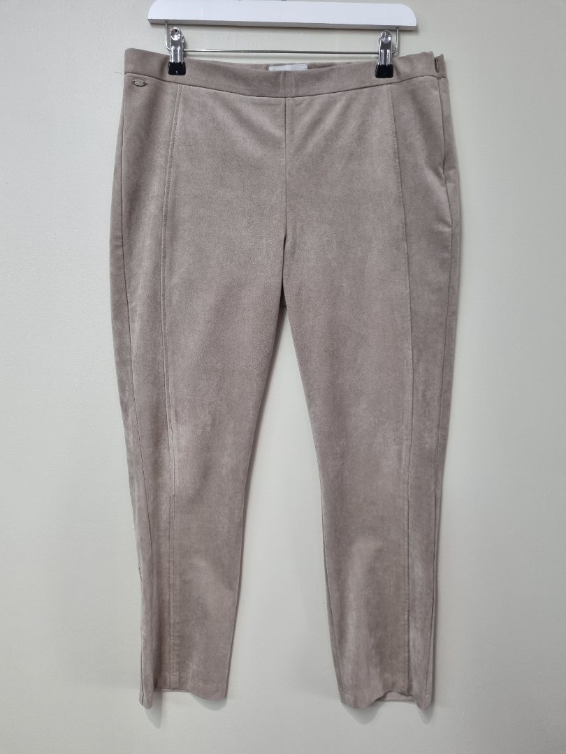 Brax Taupe Faux Suede Trousers - Size 16