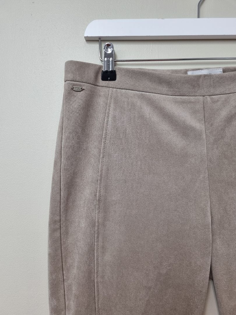 Brax Taupe Faux Suede Trousers - Size 16