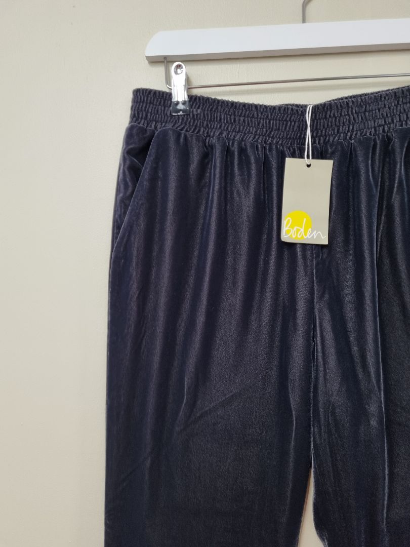 Boden Charcoal Grey Velvet Trousers - Size 12