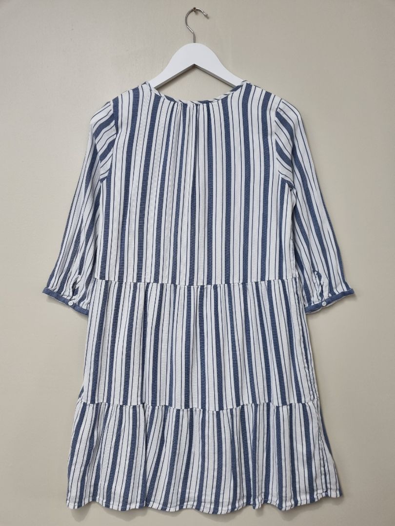 Great Plains Blue White Tiered Dress - Size 8