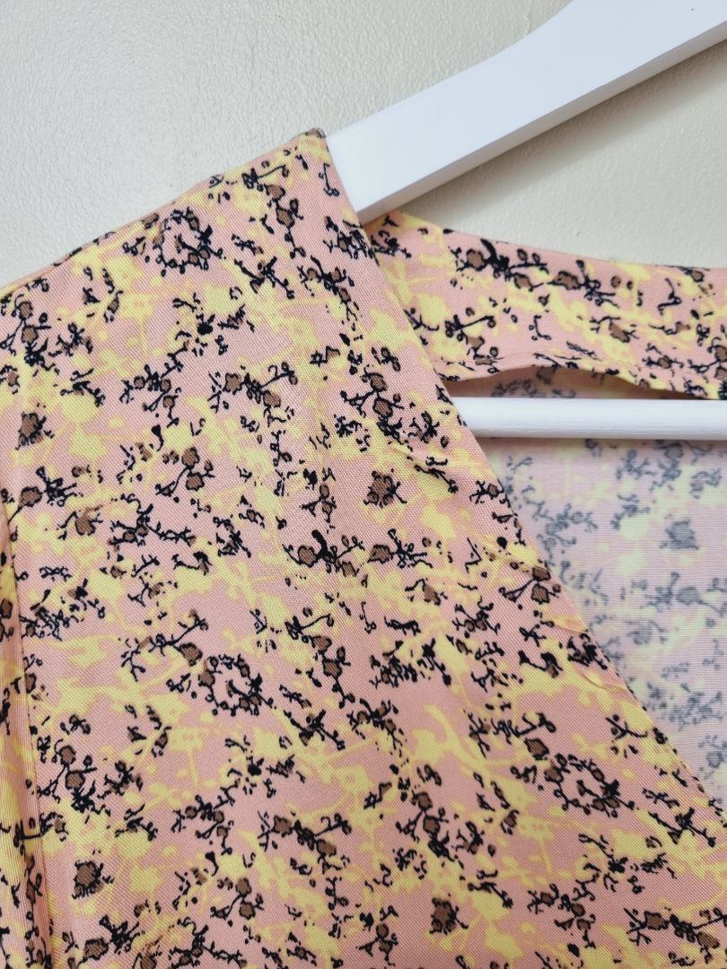 Saint Tropez Pink Yellow Ditsy Floral Dress - Size M