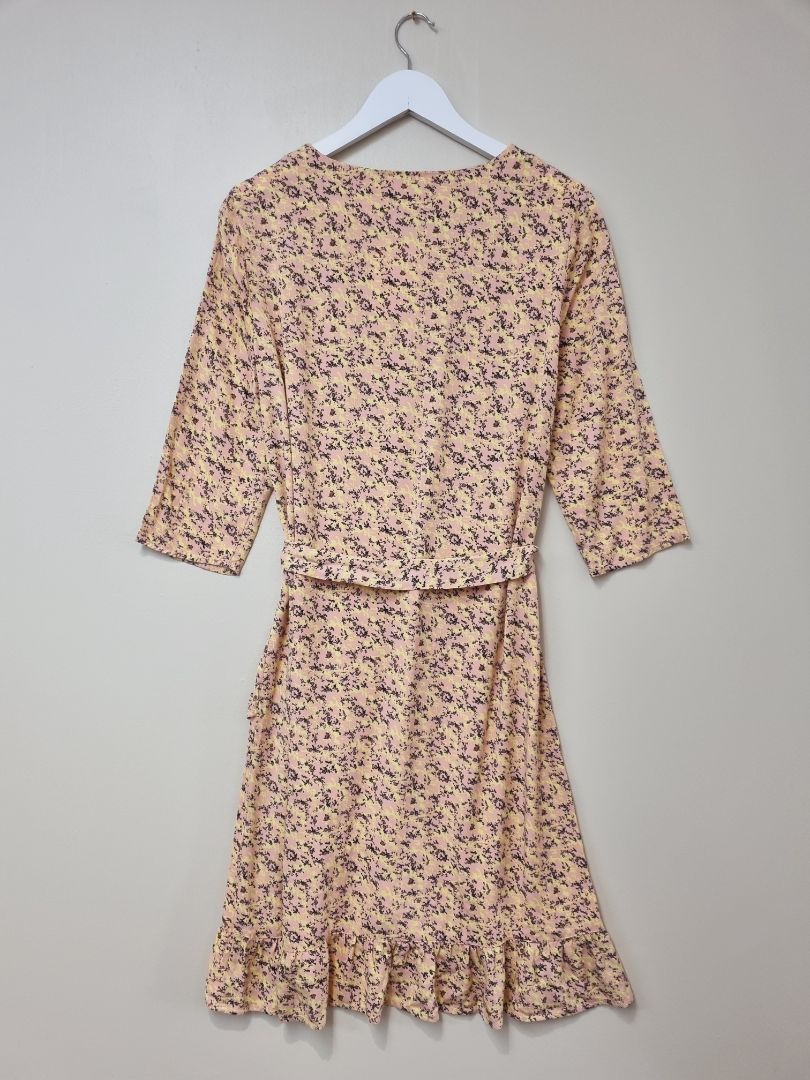 Saint Tropez Pink Yellow Ditsy Floral Dress - Size M