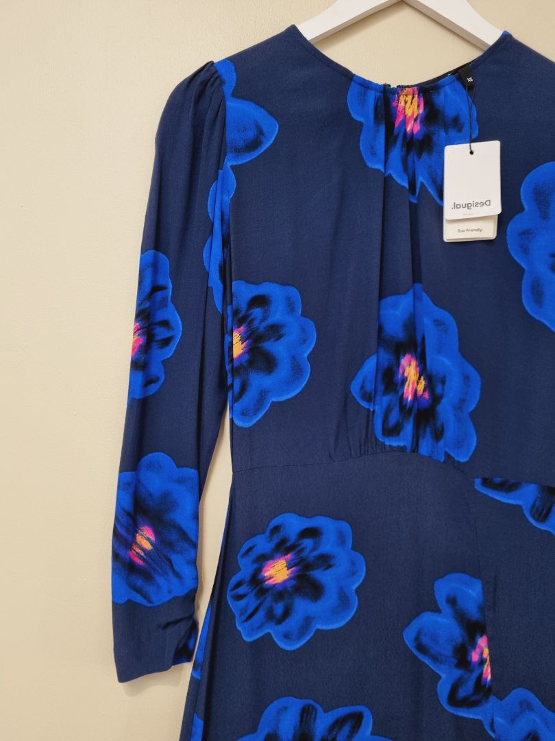 Desigual Navy Blue Midi Dress - Size 8
