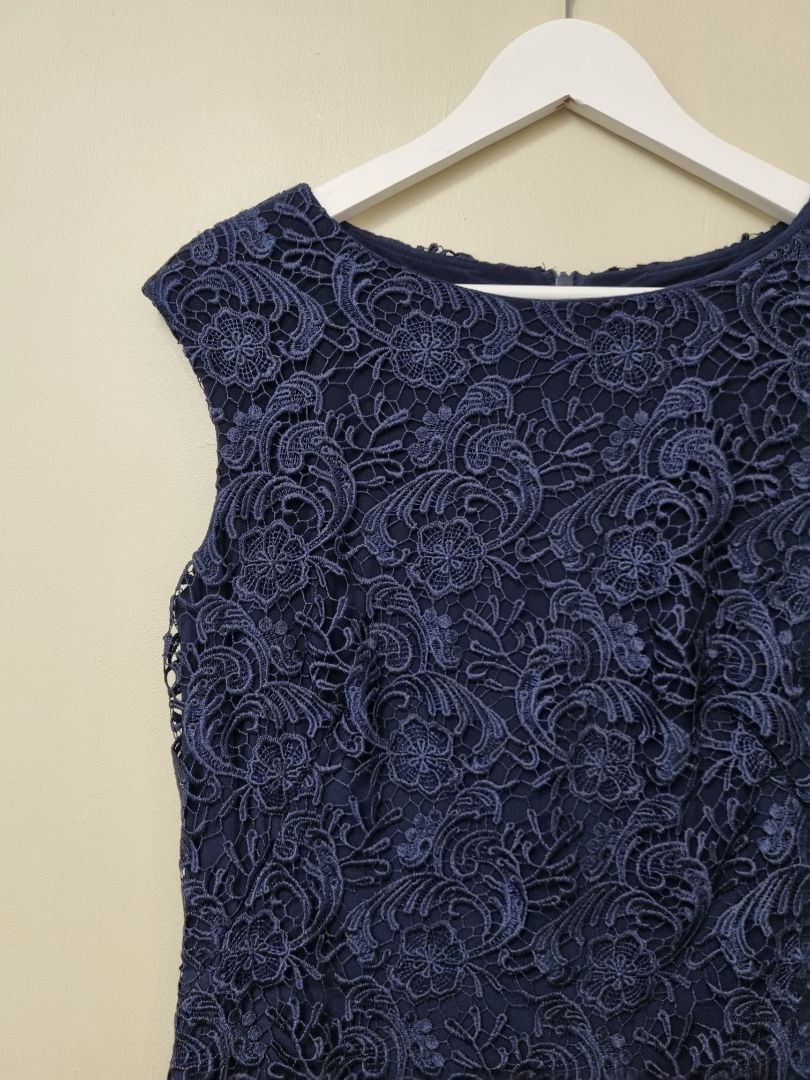 Lauren Ralph Lauren Navy Blue Lace Dress - Size 12-14