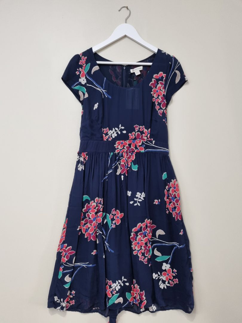 Monsoon Navy Blue Floral Dress - Size 12