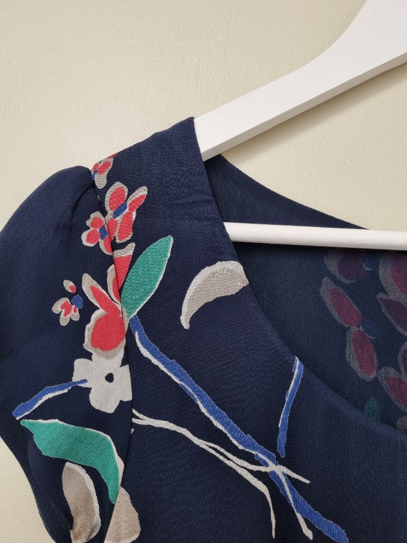 Monsoon Navy Blue Floral Dress - Size 12
