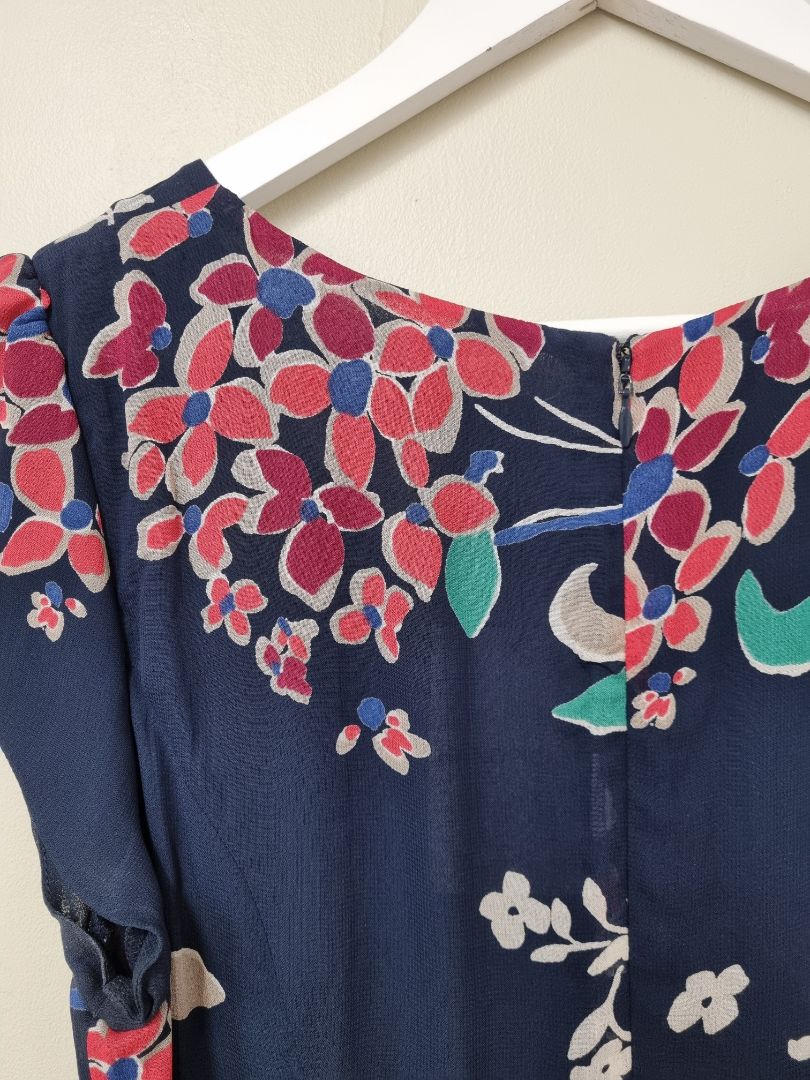 Monsoon Navy Blue Floral Dress - Size 12