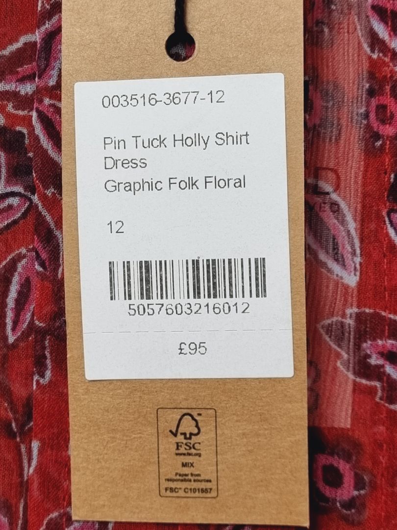 Hush Red Holly Shirt Dress - Size 12