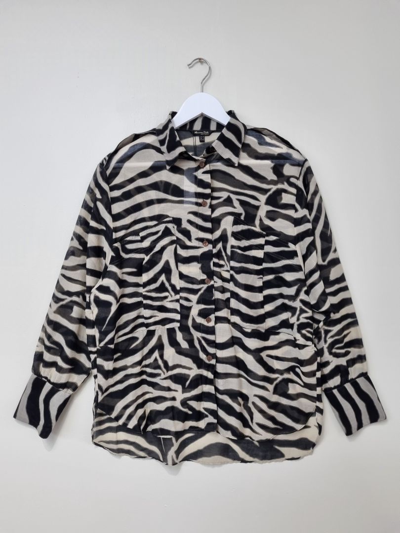 Massimo Dutti Grey Black Shirt - Size 10