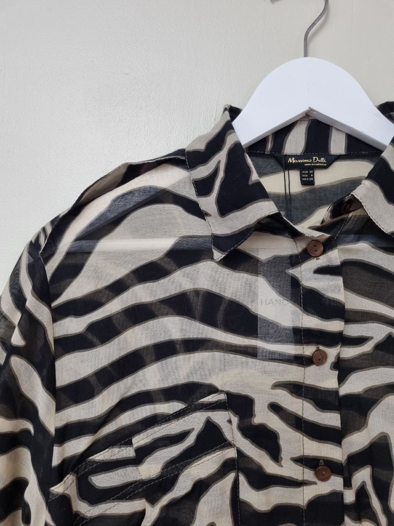 Massimo Dutti Grey Black Shirt - Size 10