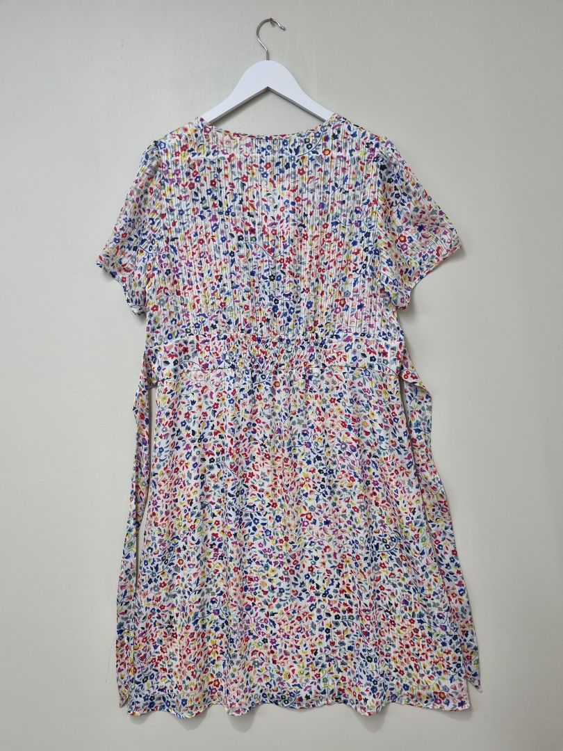 Gerard Darel White Multi Ditsy Tea Dress - Size 18