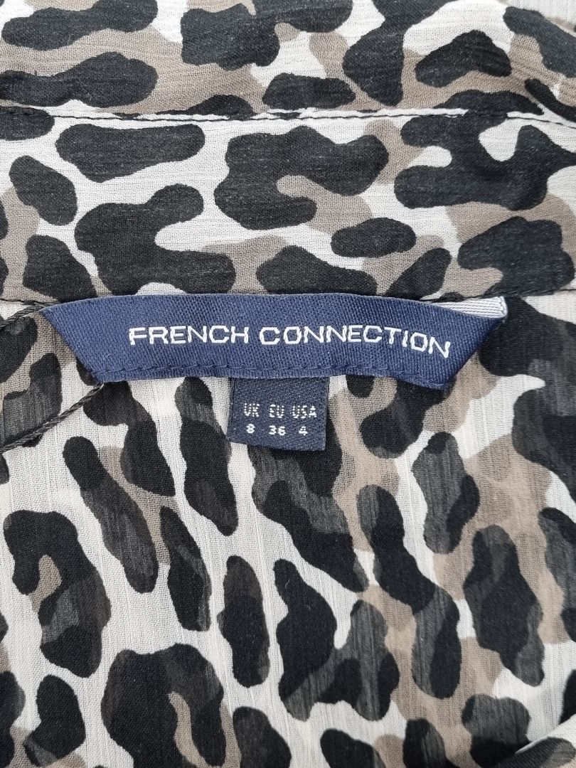 French Connection Black White Brown Animal Print Shirt - Size 8