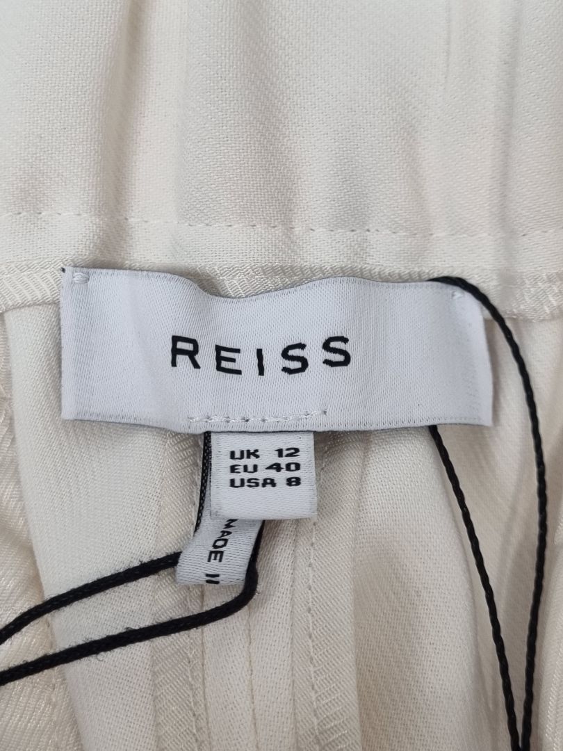 Reiss Cream Leah Wide Leg Split Leg Trouser - Size 12
