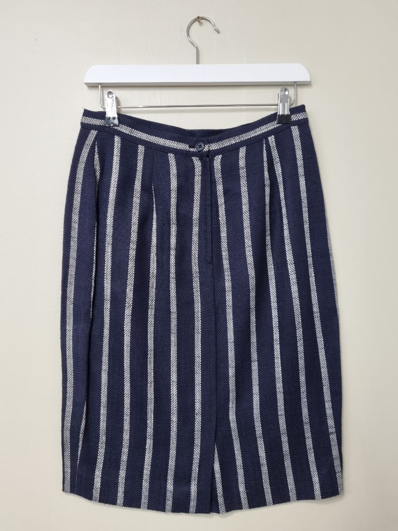 Valentino Navy Striped Pencil Skirt - Size 10