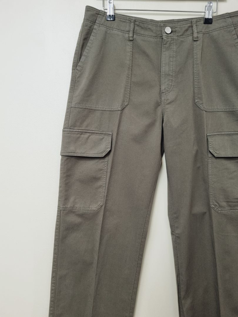 Massimo Dutti Khaki Green Cargo Trousers - Size 14