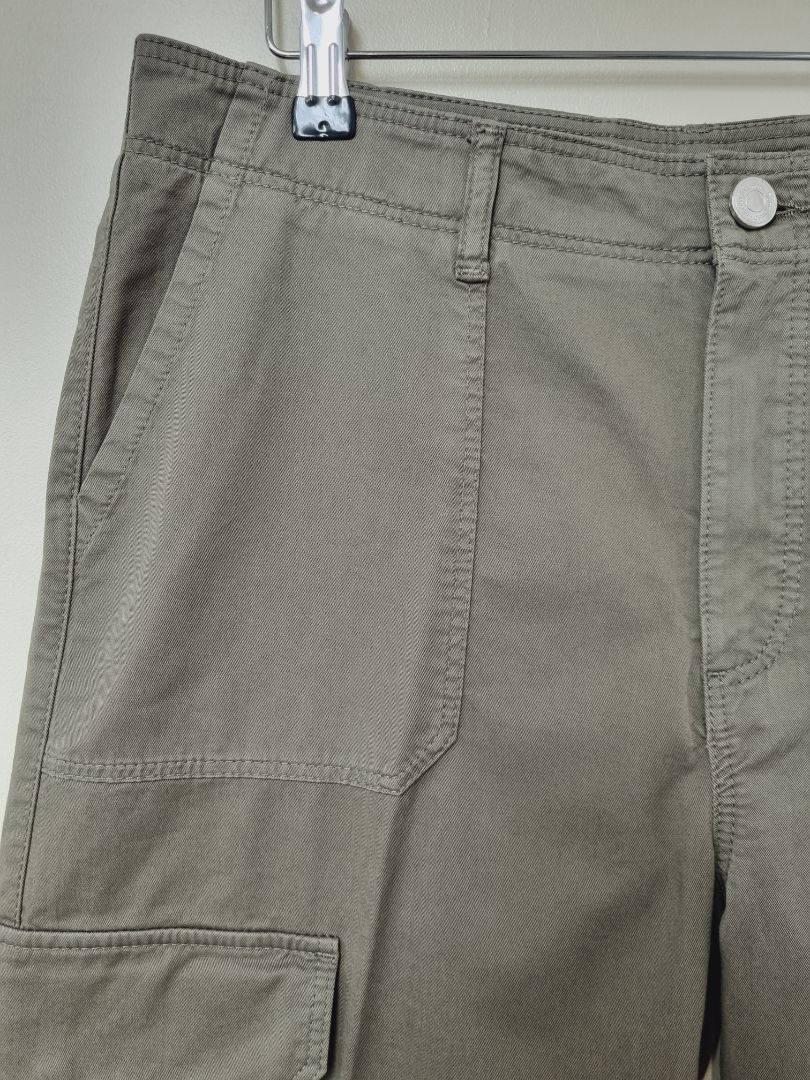 Massimo Dutti Khaki Green Cargo Trousers - Size 14