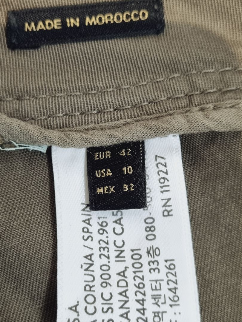 Massimo Dutti Khaki Green Cargo Trousers - Size 14