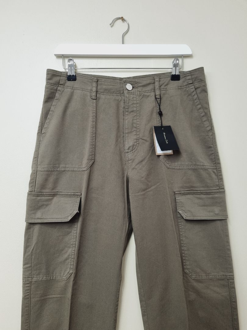 Massimo Dutti Khaki Green Cargo Trousers - Size 12