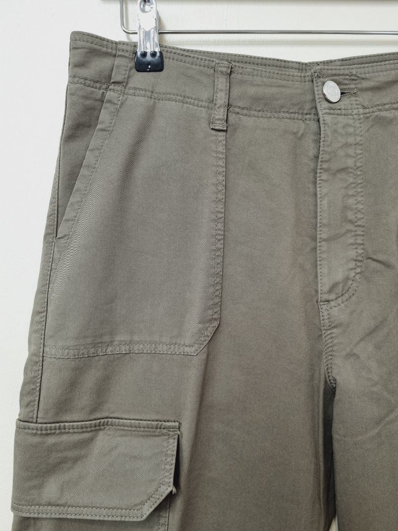 Massimo Dutti Khaki Green Cargo Trousers - Size 12