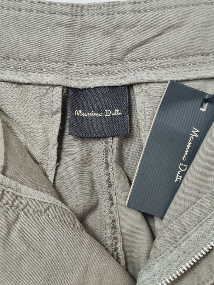 Massimo Dutti Khaki Green Cargo Trousers - Size 12