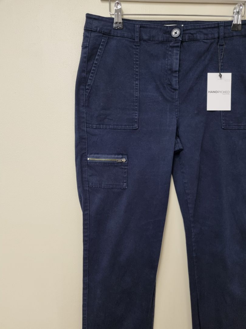 Monsoon Navy Brushed Cotton Cargo Trousers - Size 14