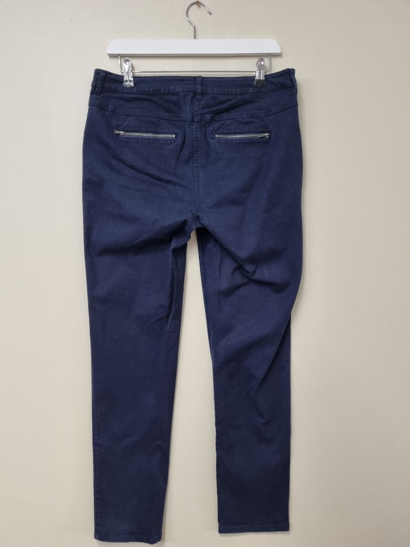 Monsoon Navy Brushed Cotton Cargo Trousers - Size 14