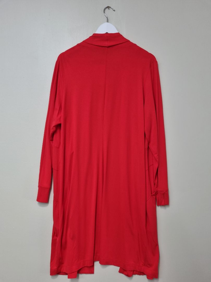 Q Neel Red Long Line Cardigan - Size 12