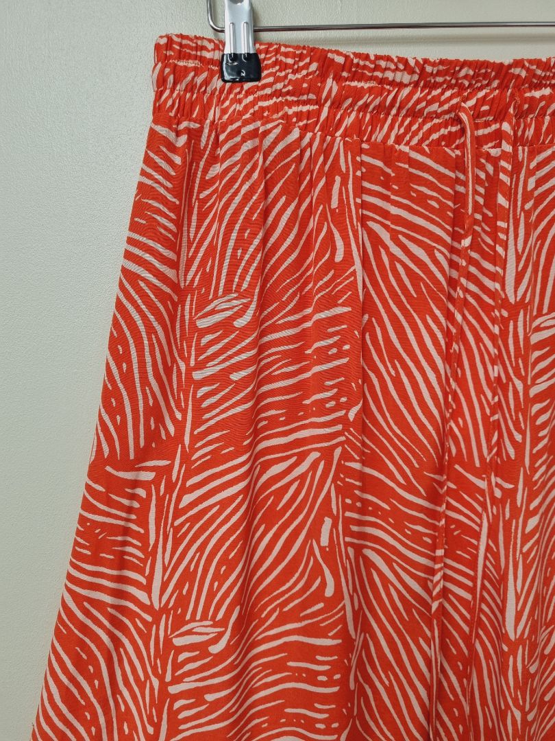 Whistles Orange White Midi Skirt - Size 14